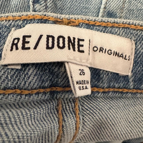 REDONE High Rise Stove Pipe Straight Leg Unfinished Hem Women’s Shorts Size 26 - Picture 6 of 15